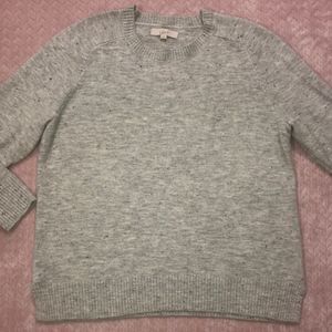 Loft Womens Gray Knit Crewneck Sweater